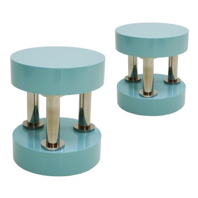 Modern Blue Lacquered and Steel German Coffee Table In the Style Of Memphis