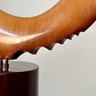 Modern Boomerang Wooden Sculpture on Steel Pedestal by David Hymes Contemporary