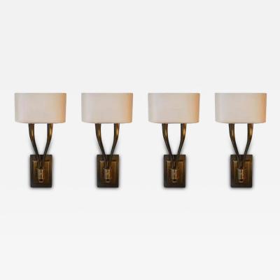 Modern Brass Two Armed Sconces Set of Four