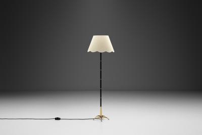 Modern Brass and Lacquered Metal Floor Lamp Europe 1950s