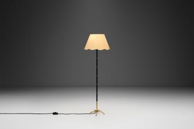 Modern Brass and Lacquered Metal Floor Lamp Europe 1950s