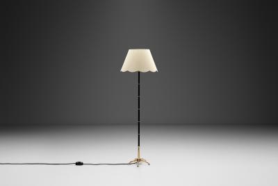 Modern Brass and Lacquered Metal Floor Lamp Europe 1950s