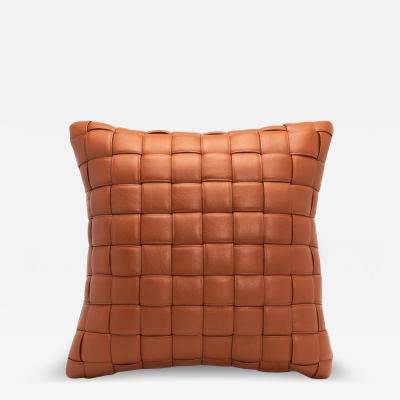 Modern Brown Woven Leather Decorative Pillow