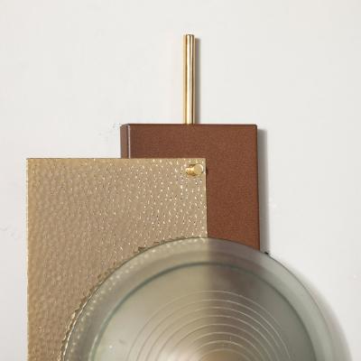 Modern Brutalist Multi Paneled Sconces in Bronze Polished Brass White Enamel