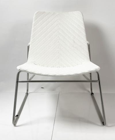 Modern Chair with Chromed Frame and Faux Wicker Seat