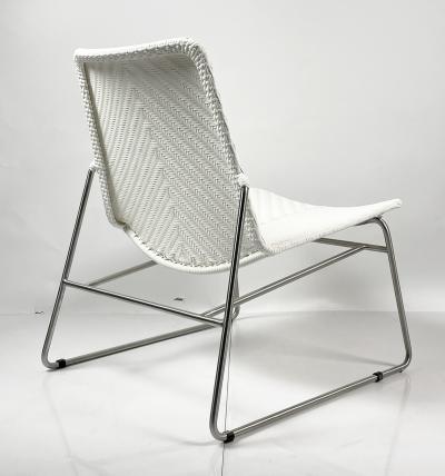 Modern Chair with Chromed Frame and Faux Wicker Seat