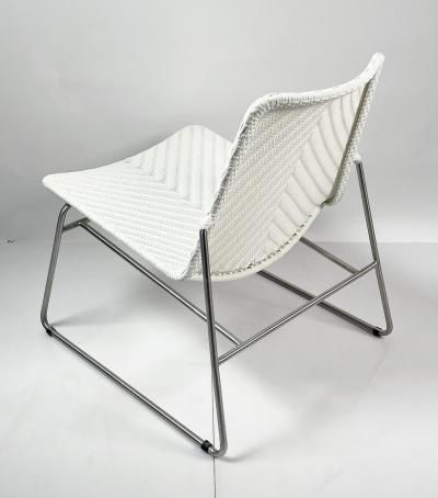 Modern Chair with Chromed Frame and Faux Wicker Seat