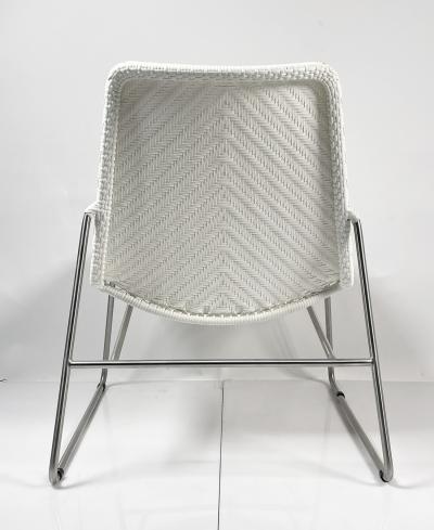 Modern Chair with Chromed Frame and Faux Wicker Seat
