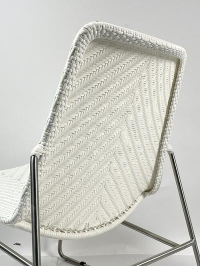 Modern Chair with Chromed Frame and Faux Wicker Seat