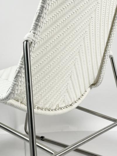 Modern Chair with Chromed Frame and Faux Wicker Seat