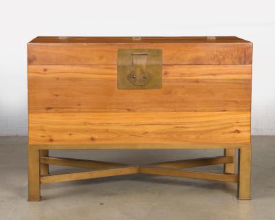 Modern Chinese Blanket Chest Trunk on Stand