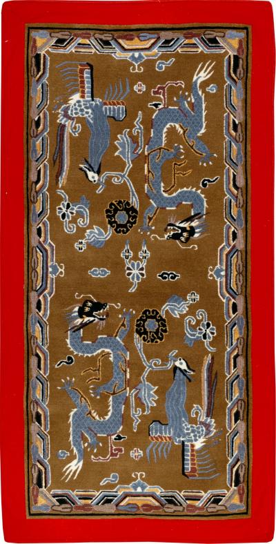 Modern Chinese Dragon Art Deco Pictorial Rug