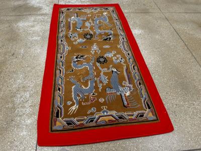 Modern Chinese Dragon Art Deco Pictorial Rug