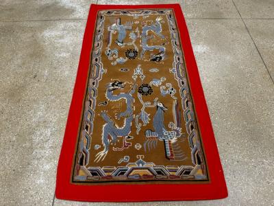 Modern Chinese Dragon Art Deco Pictorial Rug
