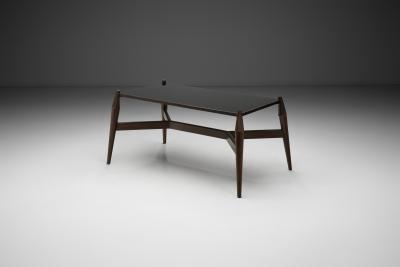 Modern Coffee Table in Black Formica and Wood Europe ca 1950s