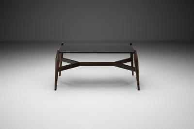 Modern Coffee Table in Black Formica and Wood Europe ca 1950s