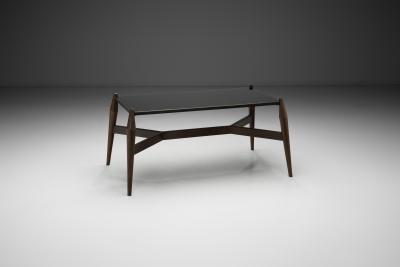 Modern Coffee Table in Black Formica and Wood Europe ca 1950s