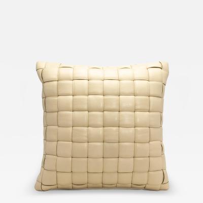 Modern Cream Woven Leather Decorative Pillow