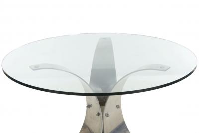 Modern Curved Aluminum and Glass Center Table c 1970s