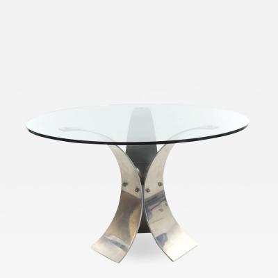 Modern Curved Aluminum and Glass Center Table c 1970s