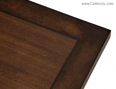 Modern Custom Made Art Deco Walnut and Burled Walnut Dining Table
