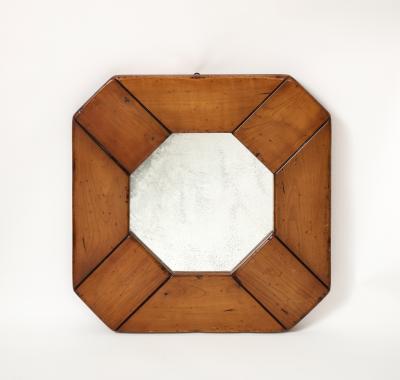 Modern Elm Mirror with Patinated Glass France