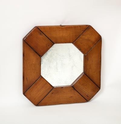 Modern Elm Mirror with Patinated Glass France