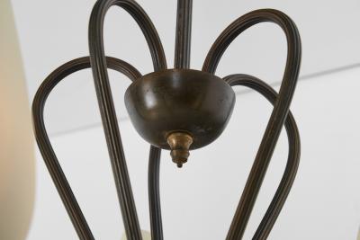 Modern Five Armed Browned Brass Chandelier Scandinavia Mid 20th Century