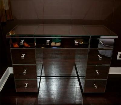Modern Flip Top Mirrored Vanity Desk