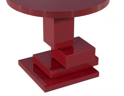 Modern Geometric Round Accent Table in Ruby Lacquer Finish