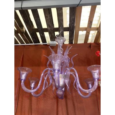 Modern Glicine Wisteria Inspired Murano Glass Chandelier
