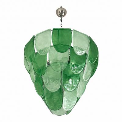 Modern Green Petals Murano Style Glass Chandelier