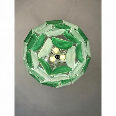 Modern Green Petals Murano Style Glass Chandelier