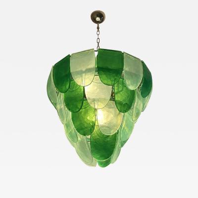 Modern Green Petals Murano Style Glass Chandelier