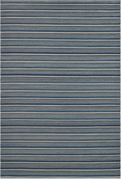 Modern Handwoven Blue Striped Flatweave Rug