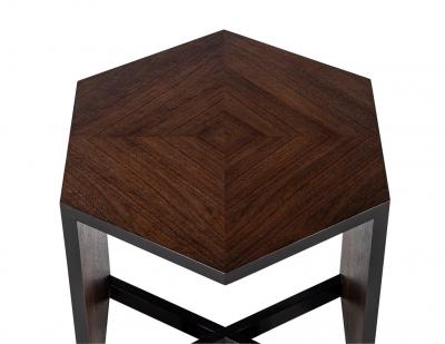 Modern Hexagonal Walnut Accent Table