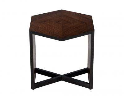 Modern Hexagonal Walnut Accent Table