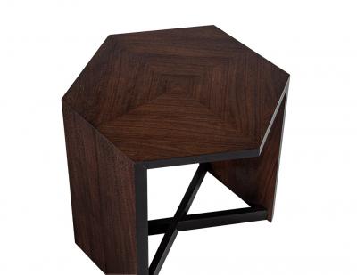 Modern Hexagonal Walnut Accent Table
