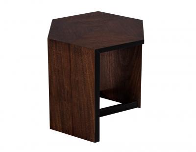 Modern Hexagonal Walnut Accent Table