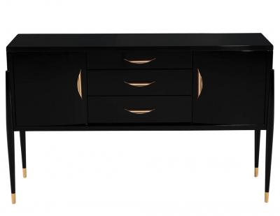 Modern High Gloss Black Lacquer Sideboard