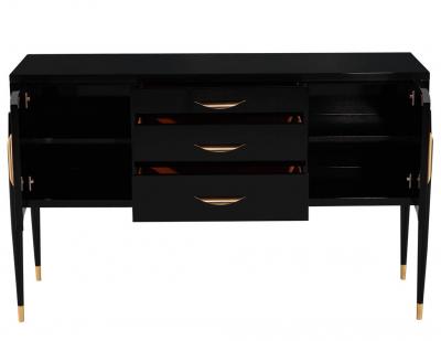 Modern High Gloss Black Lacquer Sideboard