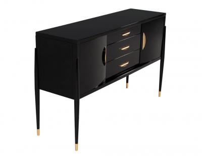 Modern High Gloss Black Lacquer Sideboard