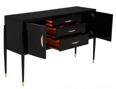Modern High Gloss Black Lacquer Sideboard