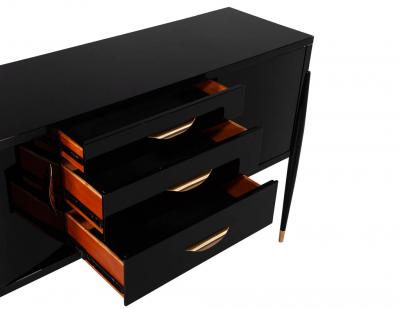 Modern High Gloss Black Lacquer Sideboard