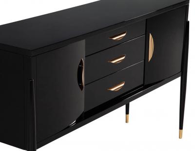 Modern High Gloss Black Lacquer Sideboard