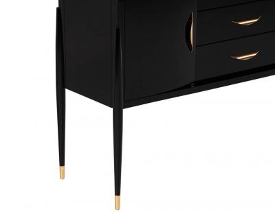 Modern High Gloss Black Lacquer Sideboard