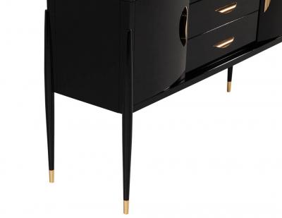 Modern High Gloss Black Lacquer Sideboard