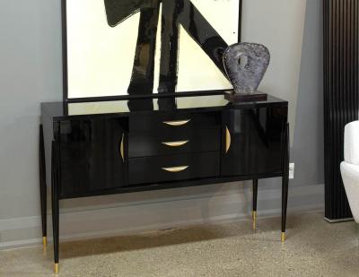 Modern High Gloss Black Lacquer Sideboard