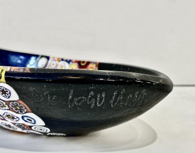 Modern Italian Black White Red Blue Green Murano Art Glass Mosaic Catch All Bowl
