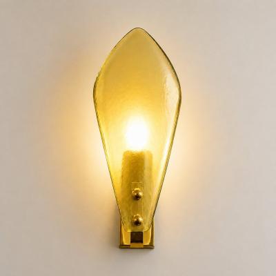 Modern Italian Champagne Sanded Leaf Murano Glass Wall Sconces 4 Piece Set